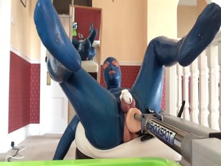 pvcsissy in chastity anal fucking machine
