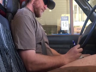 Horny Guy Bustin A Nut at the Bank ( Hands free Public Cum )