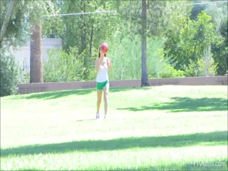 Sport teen taking off her short